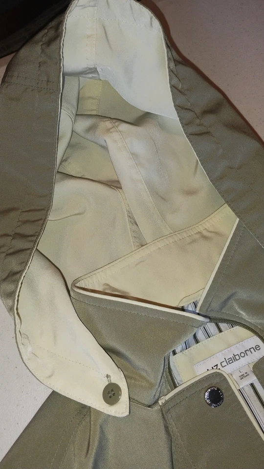 Abrigo de lluvia vintage Liz Claiborne verde menta/beige talla capucha extraíble invierno Foto 4 de 4