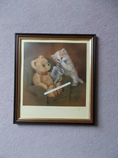 TEDDY BEAR PRINT SOMETHING 'E' SOMETHING 'R' SIGNED BY SUE WILLIS AND FRAMED