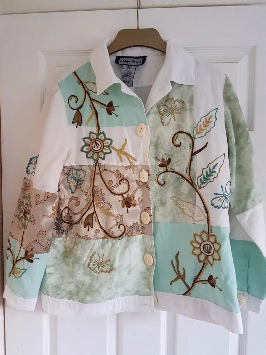 Indigo Moon Jacket Sze XS Mint Patchwork Tapestry STUNNING Bust 40