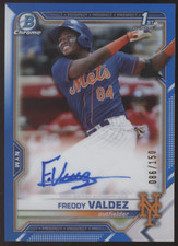 2021 Bowman Chrome Freddy Valdez True Blue Refractor RC Auto 86/150