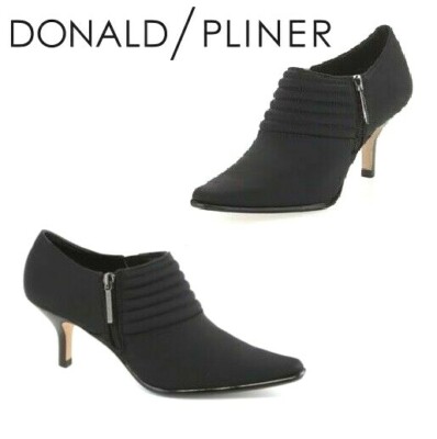 SALE $245 DONALD PLINER Black Stretch Crepe/Leather Shoe