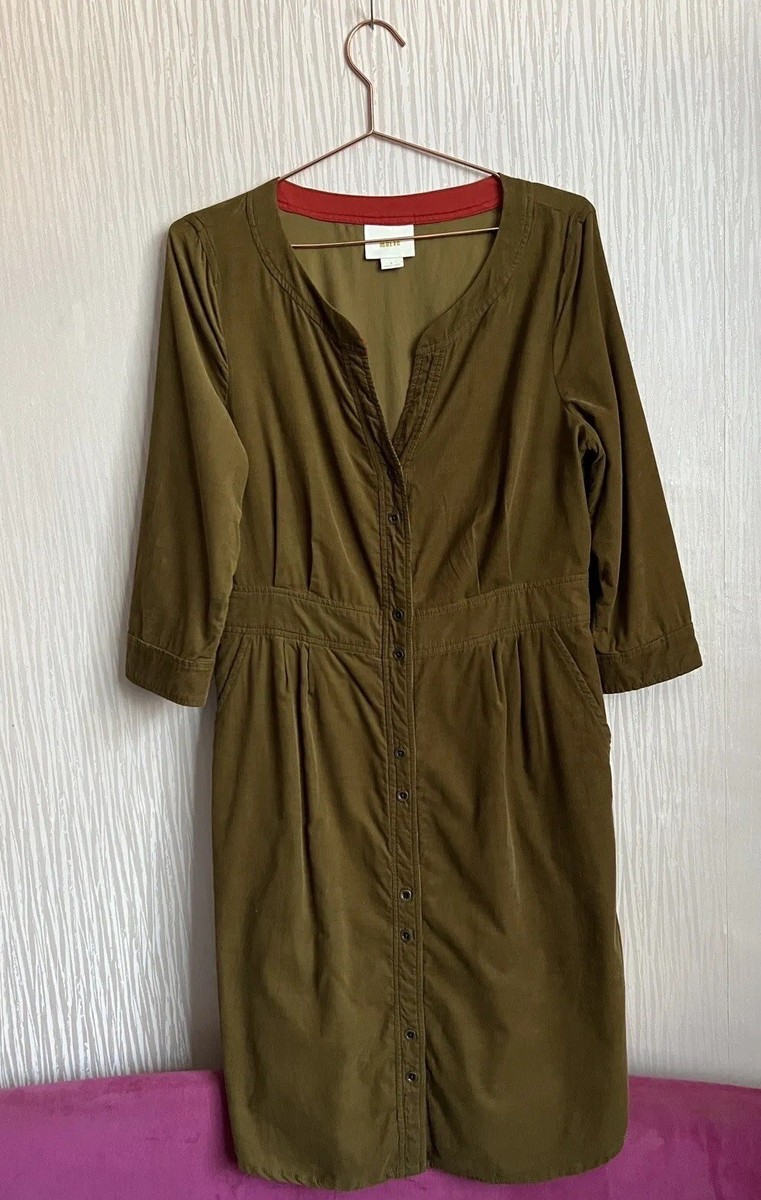 Anthropologie Maeve Anaheim Brown Corduroy Midi Button Down Dress Size 8 |  eBay UK