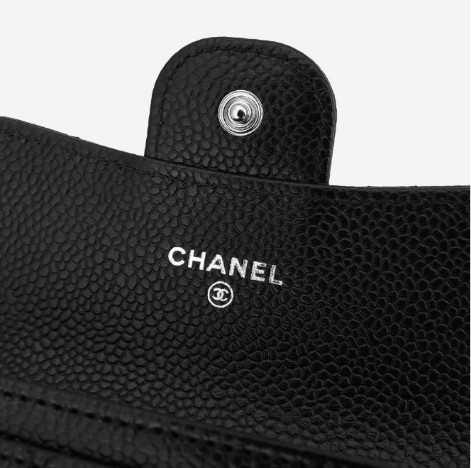 Chanel Classic Card Holder Grained Calfskin & Silver Black