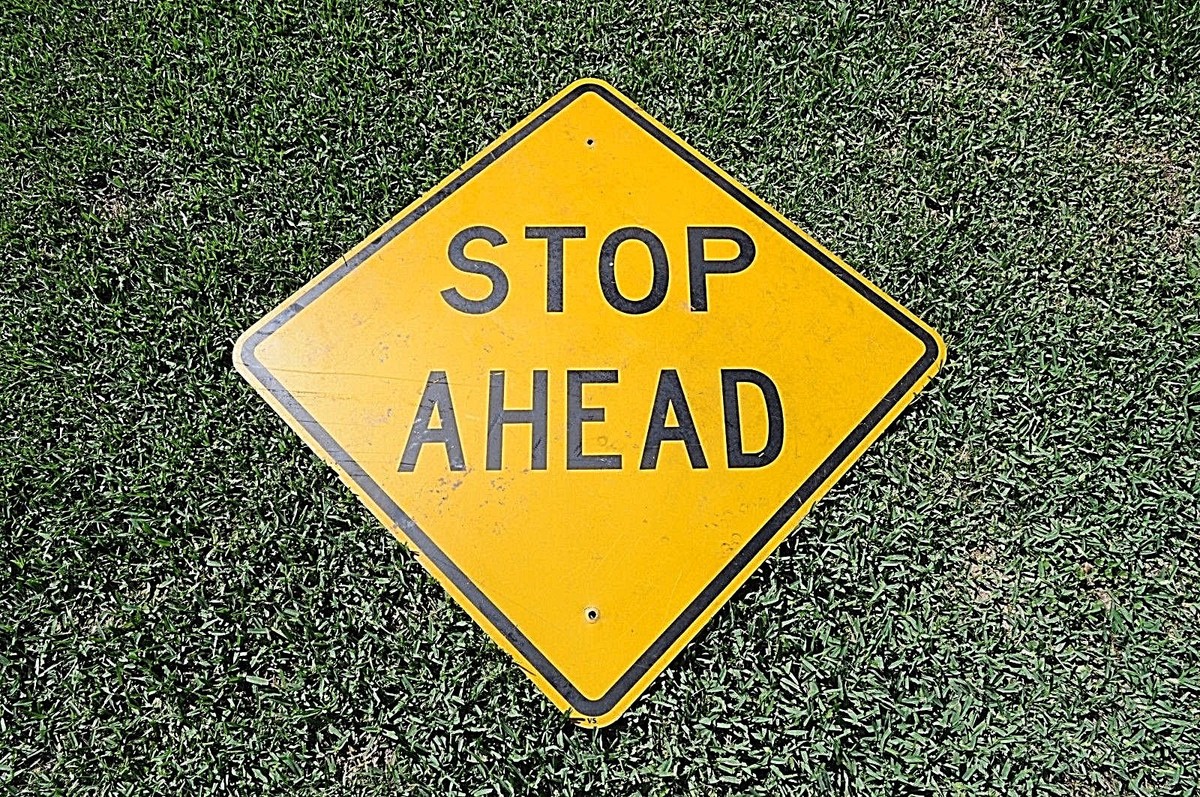 Stop Ahead Large Metal Yellow Street Sign 30