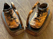 Antique Bronze Baby Shoes Bookends - Nice