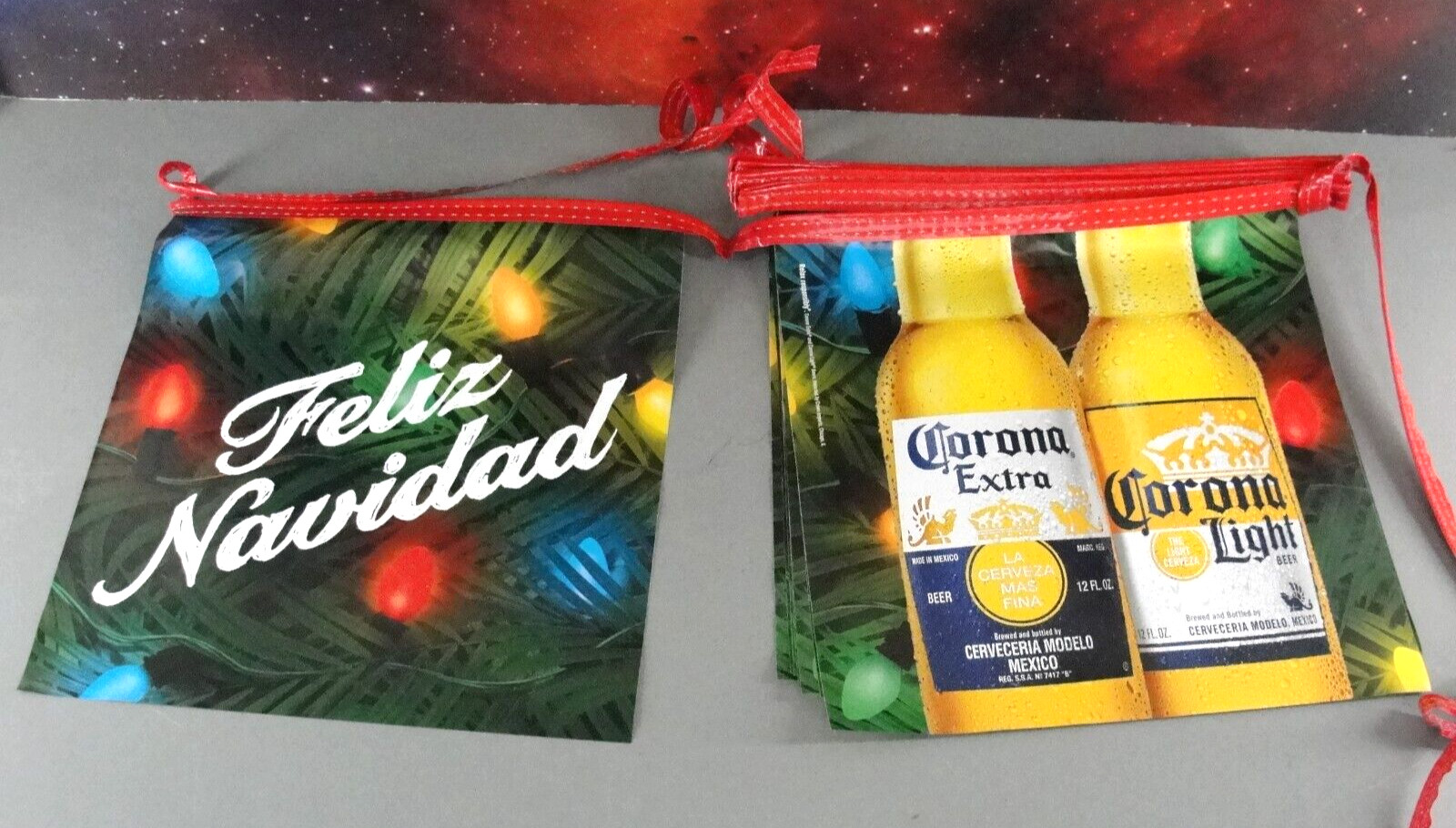 CORONA BEER VINYL STRING PENNANT BANNER FELIZ NAVIDAD BAR CHRISTMAS DECOR NEW