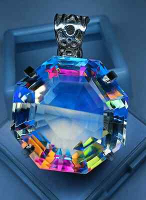 Natural Mystic Topaz Fancy Cut 78-80 Ct Loose Gemstone Pendant EGL Certified