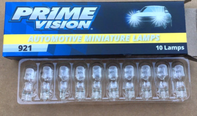 Box of 10 #921 PRIME VISION Lamp Auto Bulb Automotive Lightbulbs NEW