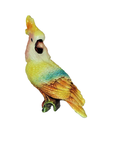 Rare Vtg Parrot Perch Pole Sitter Cockatiel Ceramic Bird Figurine Cockatoo 10" - Picture 2 of 7