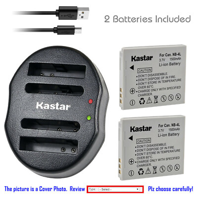 Kastar NB-4L Battery Charger for Canon PowerShot ELPH 310 HS ELPH 330 HS Camera