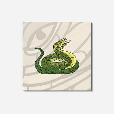 Snake Animal 4'' X 4'' Square Wooden Coaster