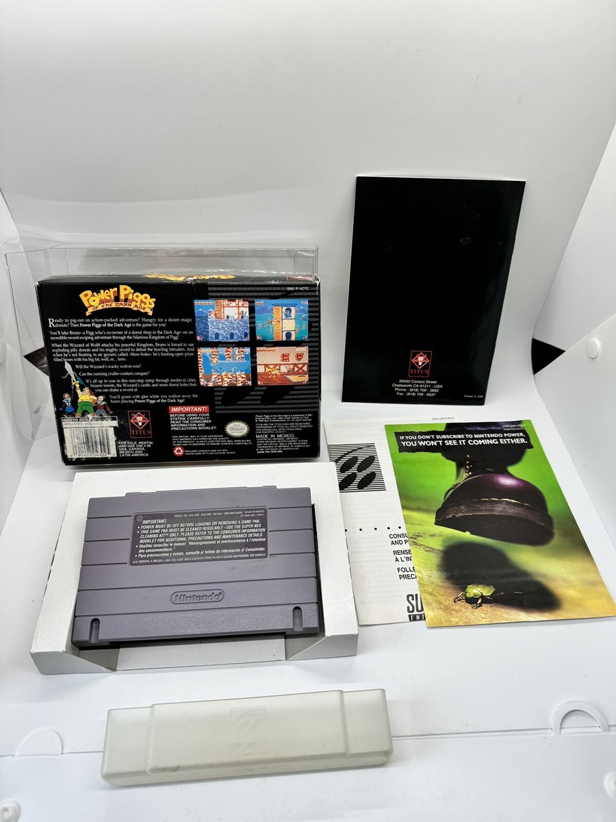 Power Piggs of the Dark Age SNES Super Nintendo Complete CIB Power Piggs of the Dark Age SNES Super Nintendo Complete CIB