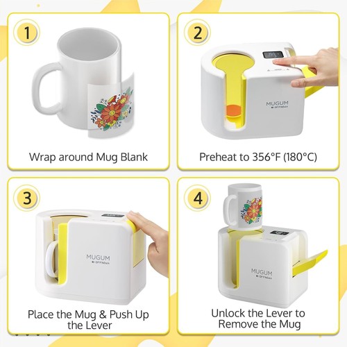 Máquina de prensa de calor para tazas OFFNOVA, 11-14 oz prensa de tazas de sublimación manual con LCD - Imagen 3 de 10