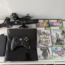 Xbox 360 Slim Console Kinect Bundle w/ 6 Games & Cords 250gb - Tested Working