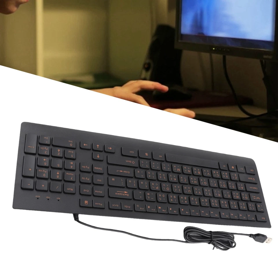 Chinese Keyboard USB Wired Comfortable Hand Feel Low Noise Bilingual Chinese - Image 3 of 4