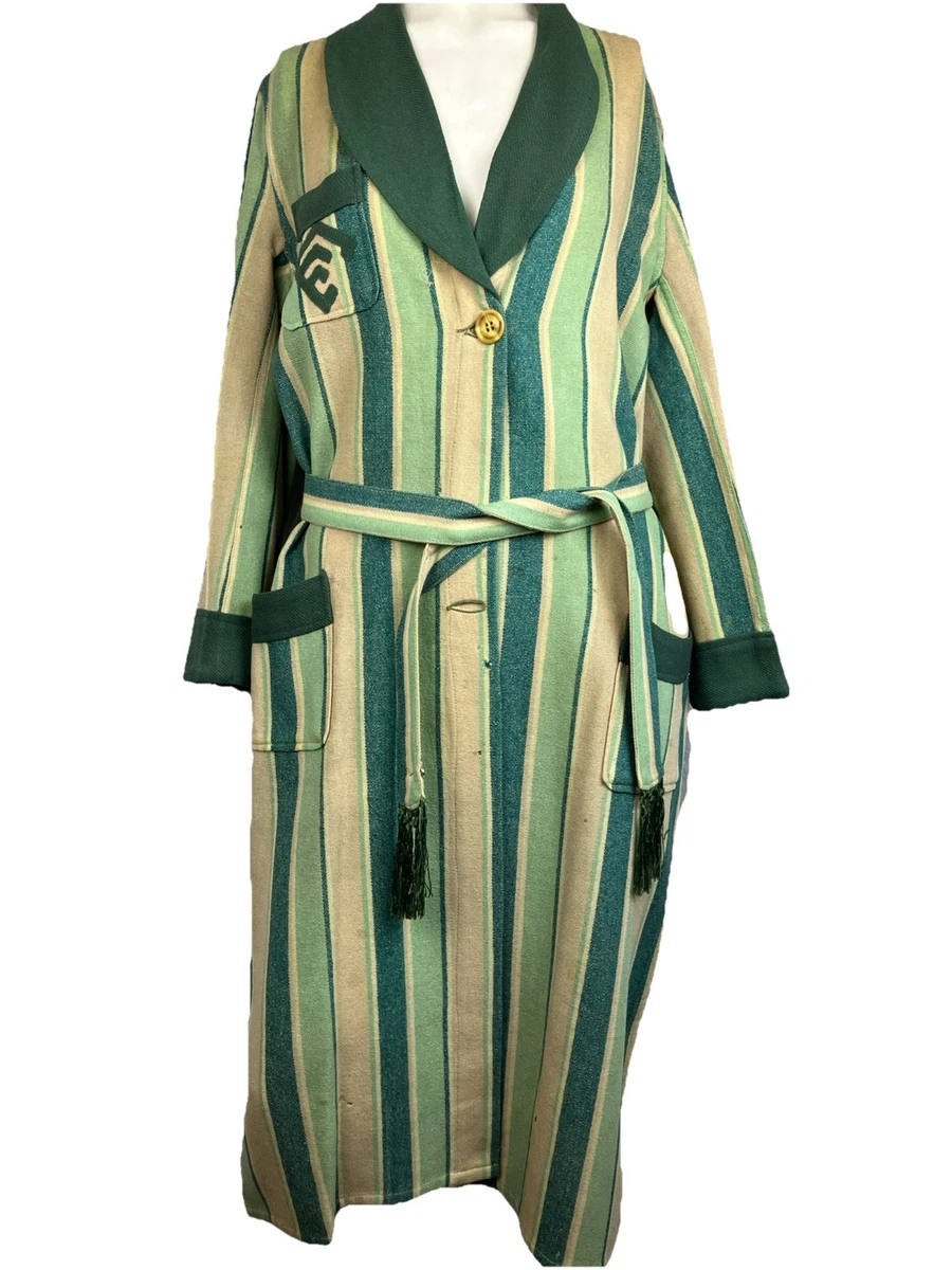 old fashioned mens dressing gown British Boxers Navy Pinstripe Crisp Cotton Dressing Gown - Blue main image 1