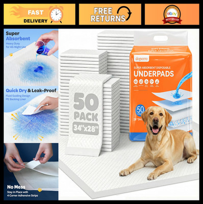 50 Count X-Large Disposable Puppy Pads, Super Absorbent, Leak-Proof, Quick-Dry,