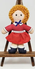 Knickerbocker Little Orphan Annie 1982 Stuffed Cloth Rag Doll Curly Hair 7"  VTG