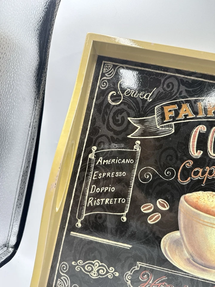 La Vie Parisienne Wood Serving Or Bed Coffee Themed Tray, Rectangle, Black - Image 2 of 4