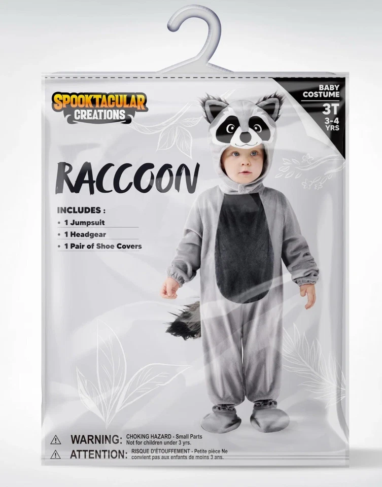 Disfraz de mapache niño talla 12-18 meses / 1 mono, arnés y fundas para zapatos Foto 2 de 2