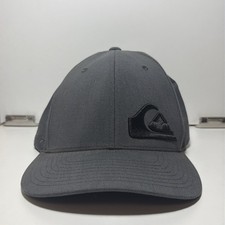 Quicksilver Hat Cap FlexFit Gray Black Stretch Casual Wave Mountain Surfer L/XL