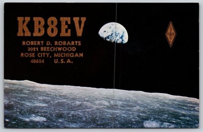 1979 Earthrise QSL Postcard KB8EV Rose City MI W5MZM Albuquerque NM A418