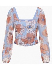 Aritzia Wilfred Grace Bustier Floral Cottage Soft Iris Cropped Poetic Top S