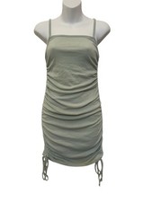 forever 21 sage seafoam Drawstring Side Ruched Bodycon Mini Dress Medium
