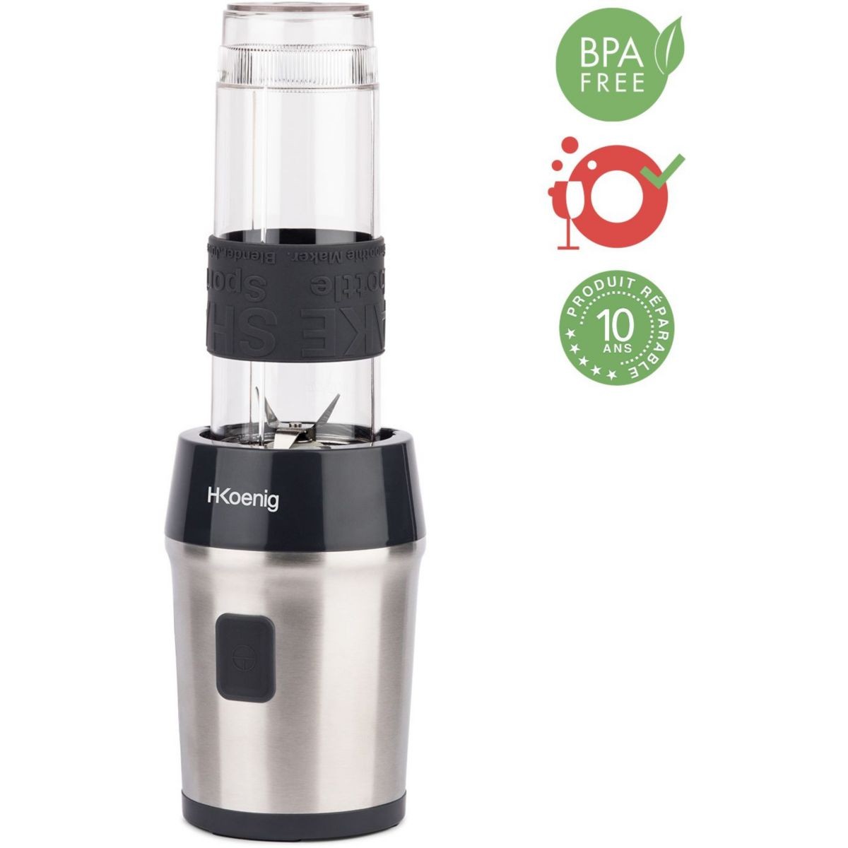 Blender H.KOENIG SMOO9 mini avec 4 lames inox et gourde de transport hermétique