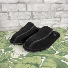 BEARPAW Men's Pierre Black Suede Slip On Durable Slippers sz 11