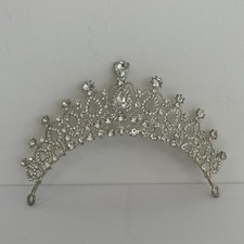 Wedding Tiara Quincea era Crown Rhinestones Silver Princess Queens