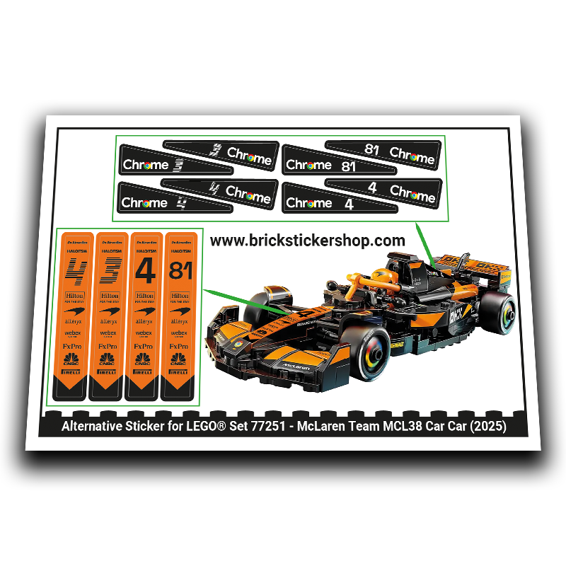 Alternative Sticker for Set 77251 - McLaren Team MCL38 Car | eBay