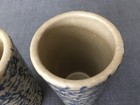 2 VINTAGE STONEWARE TUMBLERS RRP CO. CREAM AND BLUE SPLATTER WARE — photo 5