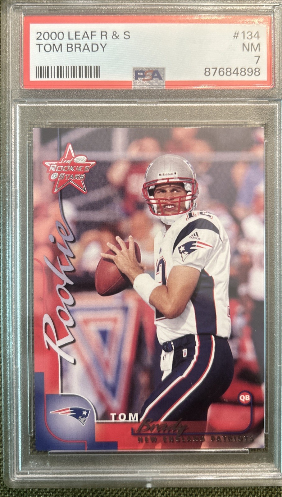 2000 LEAF ROOKIES & STARS TOM BRADY #134 PATRIOTS ROOKIE SERIAL #/1000 PSA 7 NM