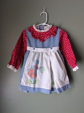Vintage Girls Dress Handmade No Size Country Prairie Cottage Core Gingham Floral