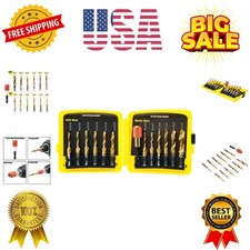Titanium Combination Drill Tap Bit Set 13PCS SAE and Metric Tap Bits Kit for ...