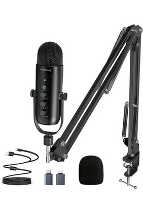 Zealsound USB Mikrofon Set, Studio Profi Podcast mit Auslegerarm Ständer