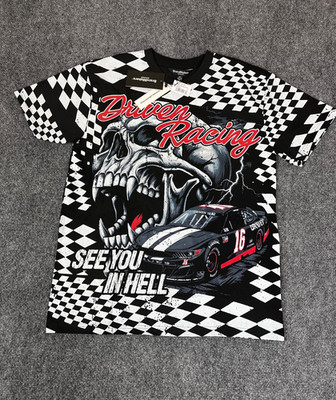 NWT BrandMakers Group Men's Driven Racing Graphic Black T-shirt  Size S