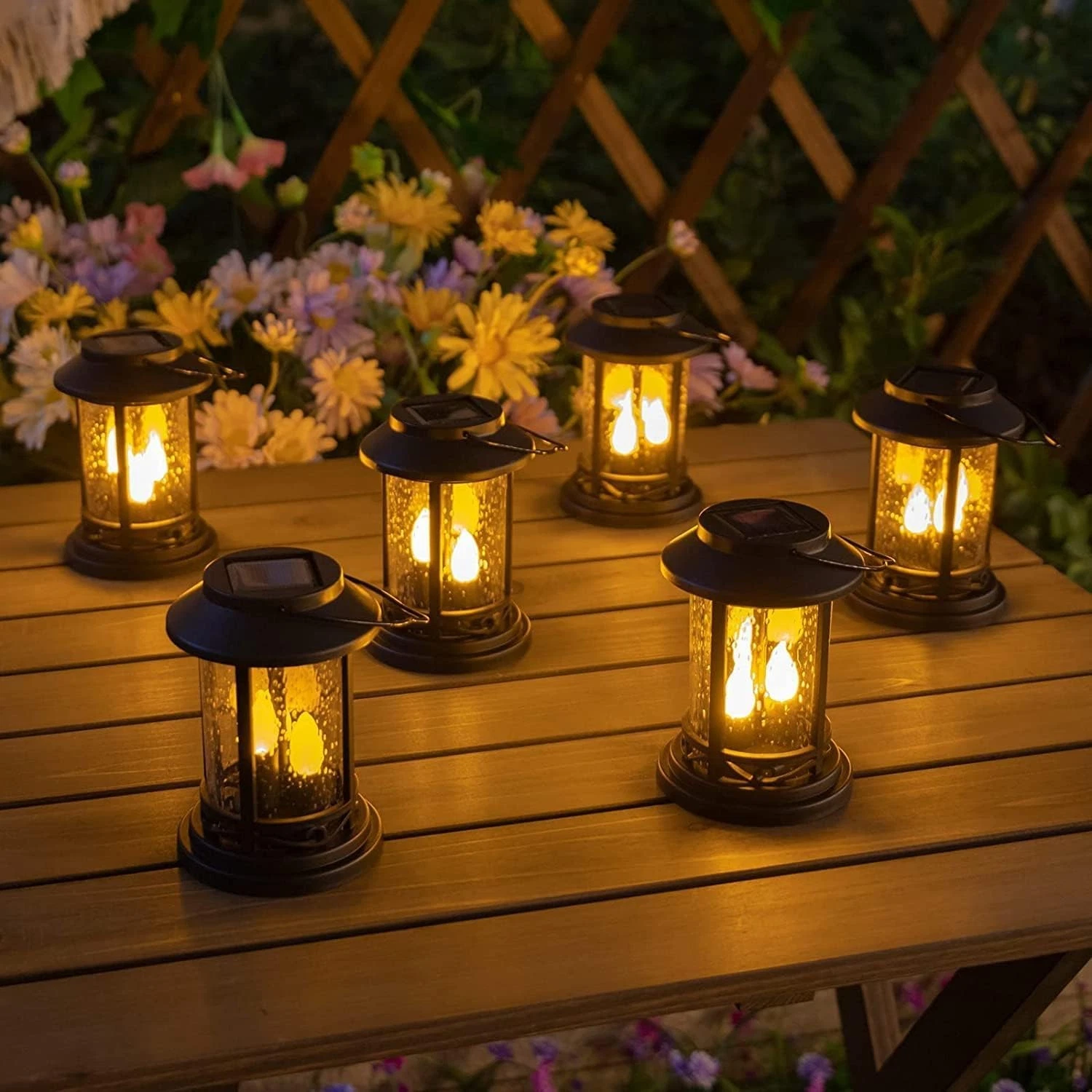 Solar Flickering Lanterns: 6-Pack Decorative Stake Lights for Garden & Patio