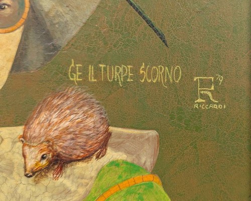 Fabrizio RICCARDI (1942) - Ritratto, tempera su tavola - Foto 3 di 7