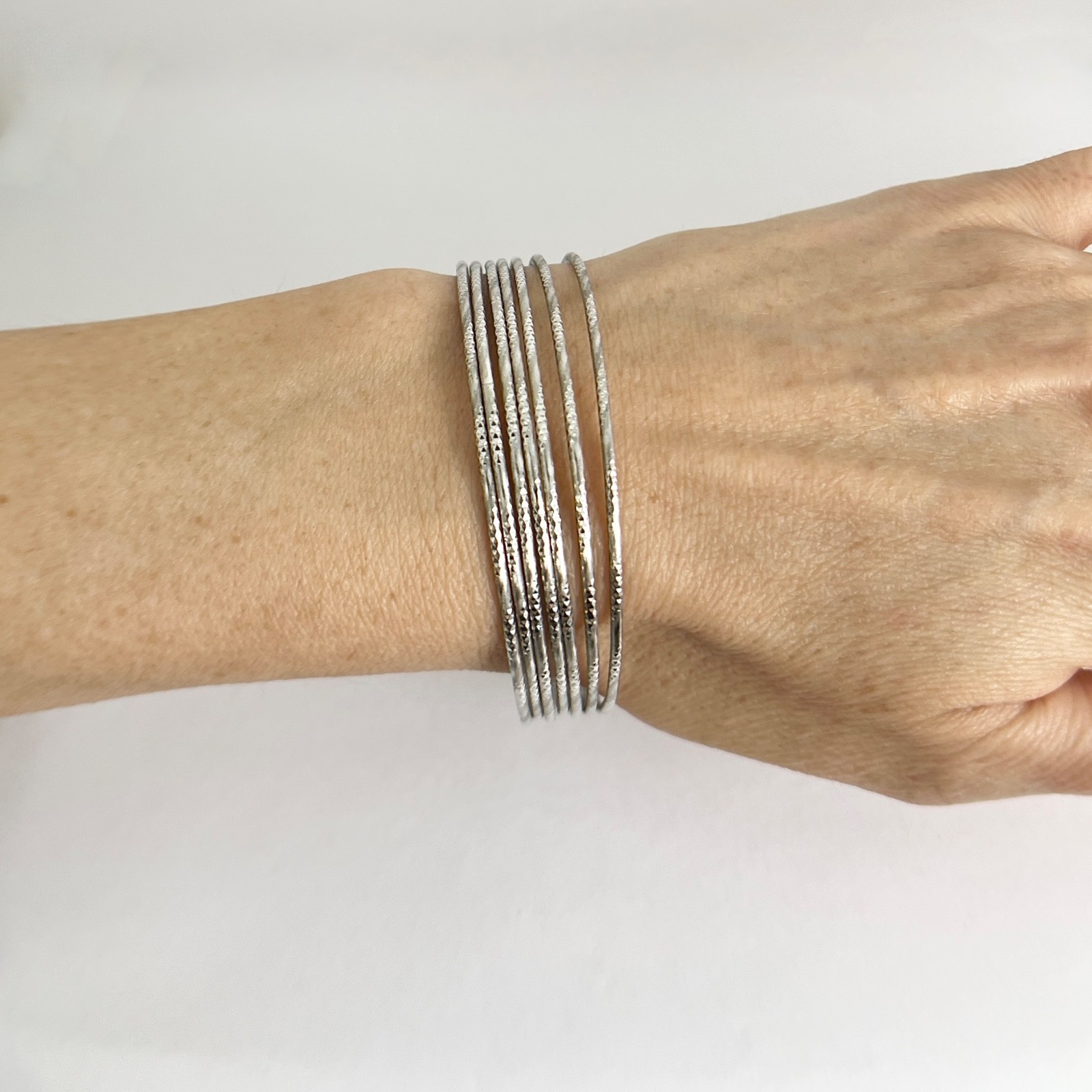 Vintage Stackable Bangle Bracelet Set Sterling Si… - image 3
