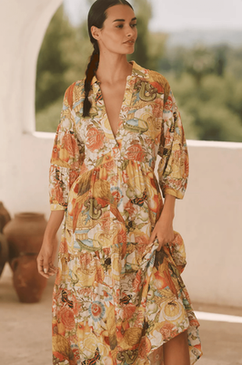 New Anthropologie The Carolita Printed Shirt Dress by Emily Carter x  Celandine s | eBay