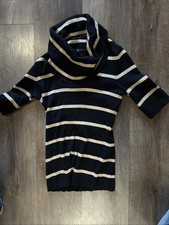 Inc Woman’s  Size Small  mock neck turtle neck Black Gold Stripe