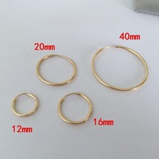 Hot 14K Yellow Gold Round Endless Hoop Earrings 1.5mm Tube Hoops Ear Rings