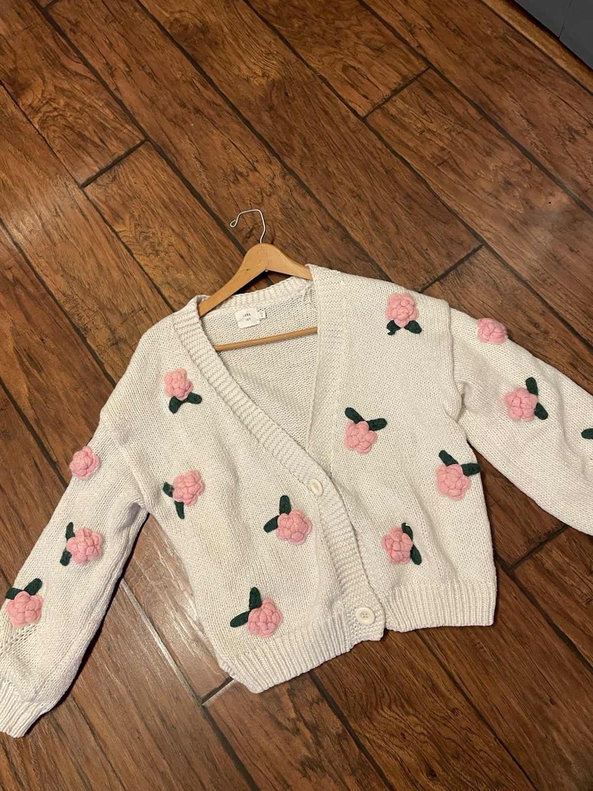 Luna Ivy Women’s Cardigan Knit Sweater with Rose … - image 1