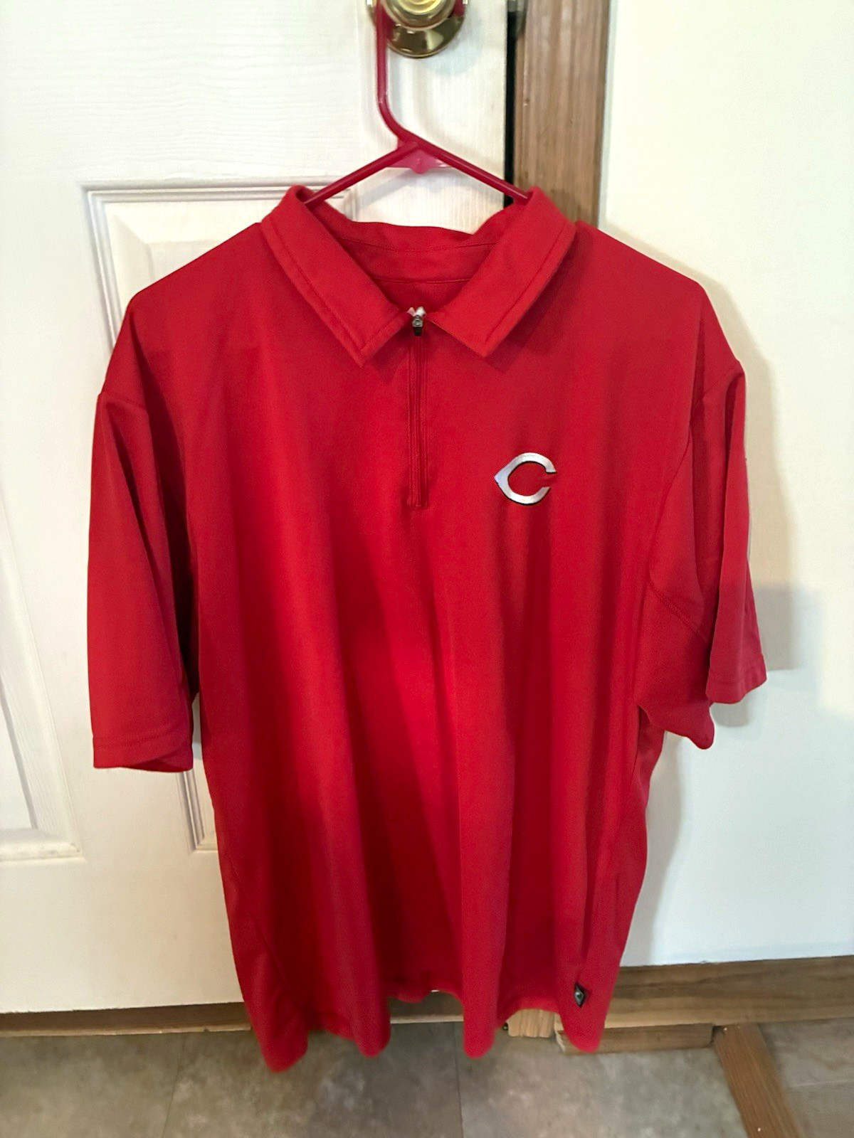 Majestic Cincinnati Reds Polo Mens XL Red 1/4 Zip MLB Baseball Performance