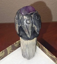 Vtg Artisan Crafted Bottle Stopper Claws Grasping Amethyst Top Protecting Jewel