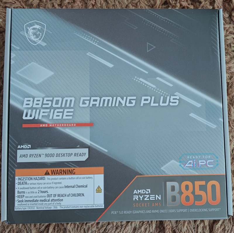 MSI B850M GAMING PLUS WIFI6E AM5 DDR5 MicroATX Gaming Motherboard