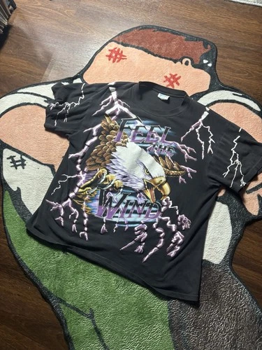 90s Tour Champ Eagle Lightning Graphic Black Crew Ne 1990s vintage concert t-shirt, vintage, size XL, single stitch, B+ condition