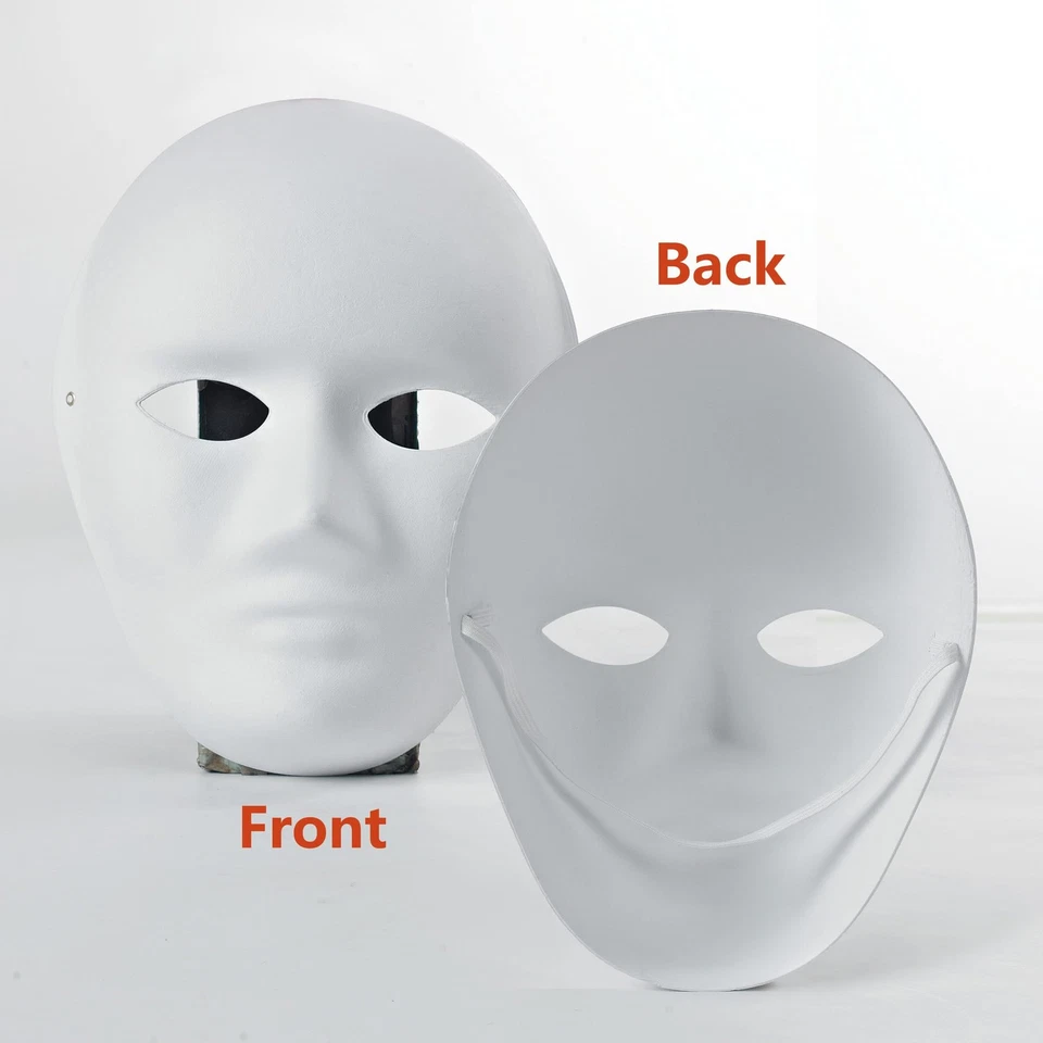 10 Stück DIY Weiße Papier Maske aus Pappe zum Bemalen Weiße Maskerade-Masken ... - Bild 2 von 4